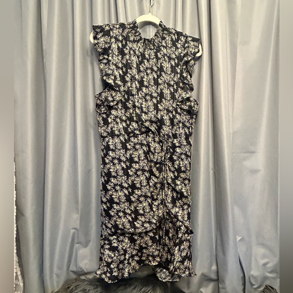 1/2off Rushed front with tie sleeveless Sam Edelman dress 14 daisy print - Picture 2 of 12